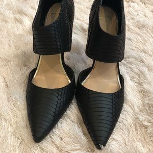 D’orsay crocodile print heels